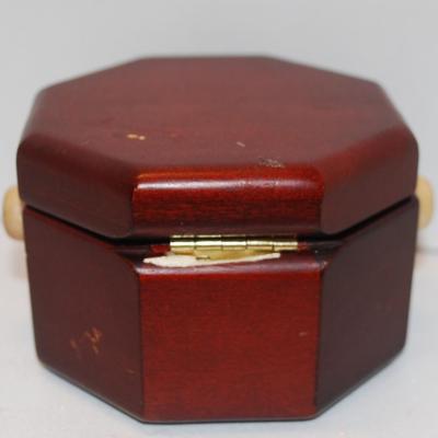 Gimbal Style Clock in an Octagon Shaped Wooden Hinged Covered Box 3" x 2" (Clock Works)