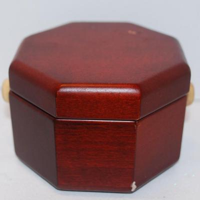 Gimbal Style Clock in an Octagon Shaped Wooden Hinged Covered Box 3" x 2" (Clock Works)