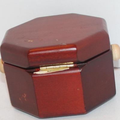 Gimbal Style Clock in an Octagon Shaped Wooden Hinged Covered Box 3" x 2" (Clock Works)