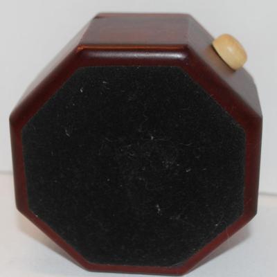 Gimbal Style Clock in an Octagon Shaped Wooden Hinged Covered Box 3" x 2" (Clock Works)