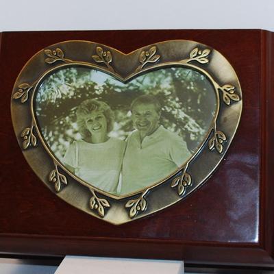 Dark Wood Jewelry Box with Mirror 8" x 6" x 5"