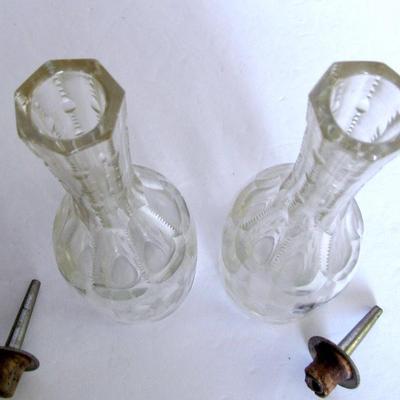 Old Cut Glass Barber Bottles, Matching Pair