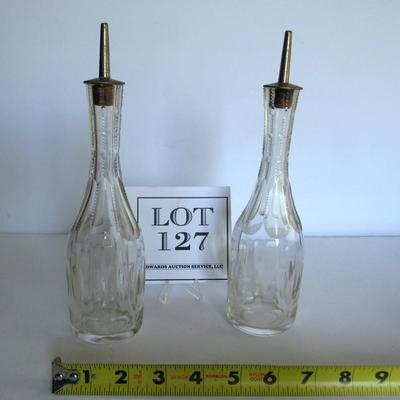 Old Cut Glass Barber Bottles, Matching Pair