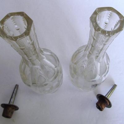 Old Cut Glass Barber Bottles, Matching Pair