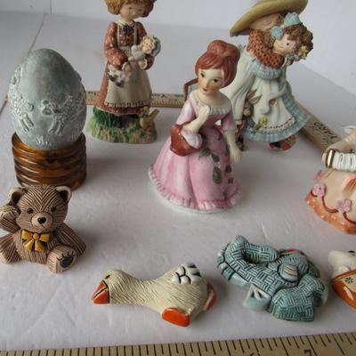Lot of Lady Figurines, Isabel Bloom 1996 Egg, and Animal Refrigerator Magnets