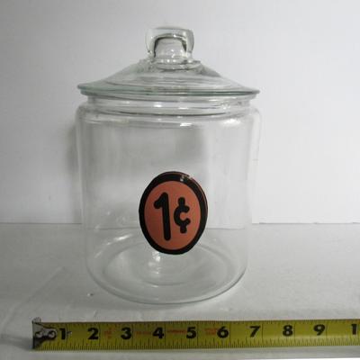 Vintage Large Glass Penny Candy Store Covered Container