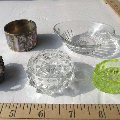 Vintage Salt Dips, Modern Vaseline Salt Dip, Napkin Ring