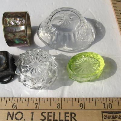 Vintage Salt Dips, Modern Vaseline Salt Dip, Napkin Ring
