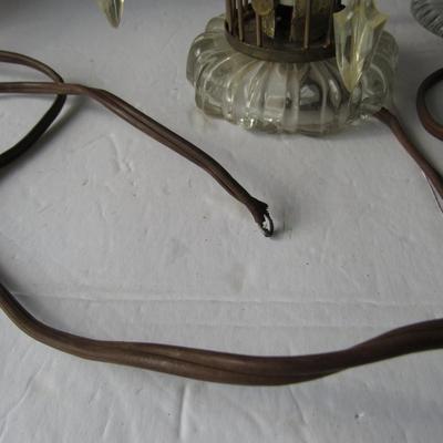 Matching Pair Wire Lamps and Tall Glass Vase, Read Description