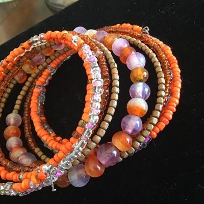 Orange Tones Glass Beaded Bracelet