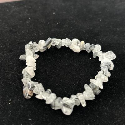 Tourmalated Quartz Stone Natural Raw Bracelet Reiki Yoga Gift Crystal