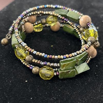 Neutral green and brown wire bracelet