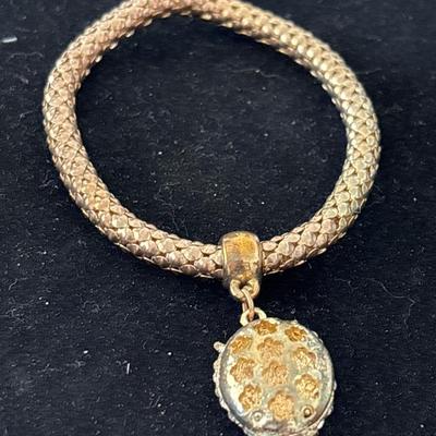 Gold & Rhinestone Owl Charm Bracelet. stretches-one Size Fits All