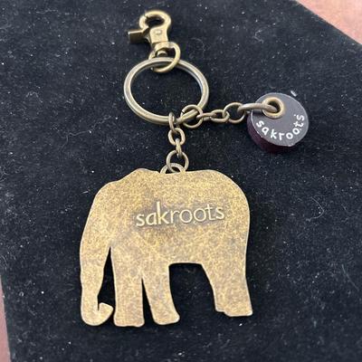 Sakroots Adorned Elephant Keychain Logo Charm Metal Enamel Keyring Purse Clip