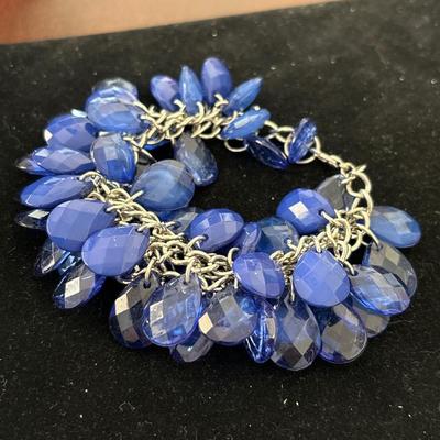 New blue ombré beaded charm bracelet