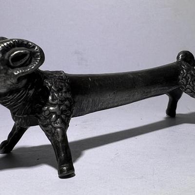 Antique RAM Figurine Metal Knife Rest 3.5" Long in Good Preowned Condition.