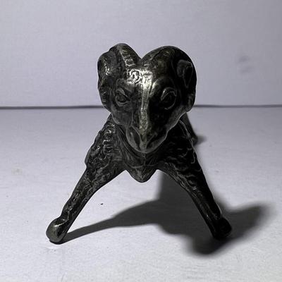 Antique RAM Figurine Metal Knife Rest 3.5" Long in Good Preowned Condition.
