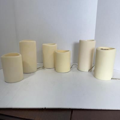 292 Two Sets of Six Electric Dimmable Pillar Candle Style Lights