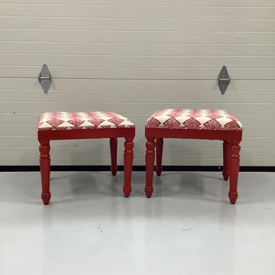 295 Pair of Grand in Road Upholstered Foot Stools