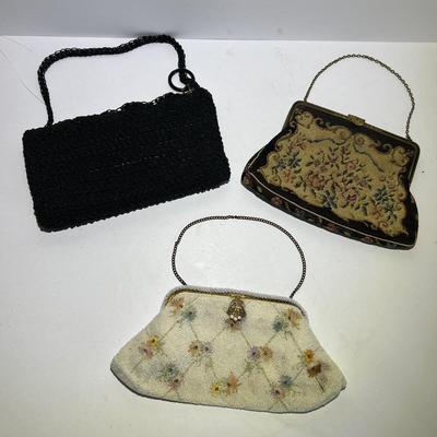 Vintage Lot of 3 Beaded Misc Handbags Made in France Etc. as Pictured.