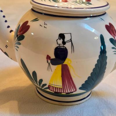 Henriot Faience Quimper Import from France - Hand Decorated Tea Pot