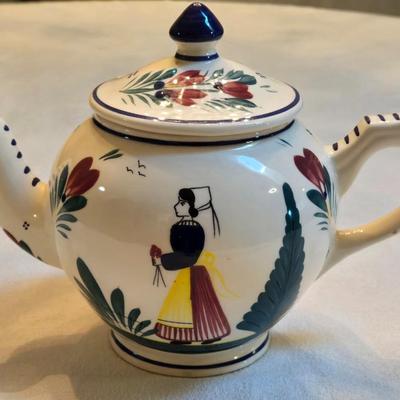 Henriot Faience Quimper Import from France - Hand Decorated Tea Pot