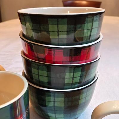 Park Designs Plaid Mugs & Bowls - 4 of Each