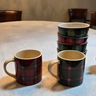 Park Designs Plaid Mugs & Bowls - 4 of Each