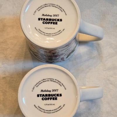 (1) Lenox and (2) Starbucks Christmas Ceramic Cups