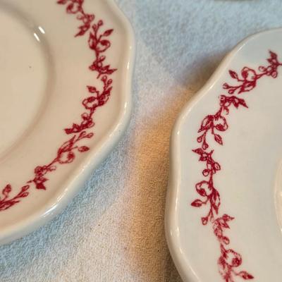 Andrea By Sadek Barnyard Toile Red Rooster Covered Mug and (2) Saucers