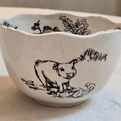 Andrea By Sadek Barnyard Toile Black & White Porcelain