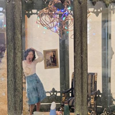 Artist Made Diorama in Glass and Metal Container