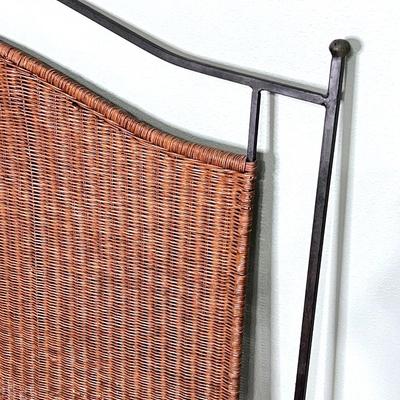Full Sized Cane Headboard with Decorative Metal Frame