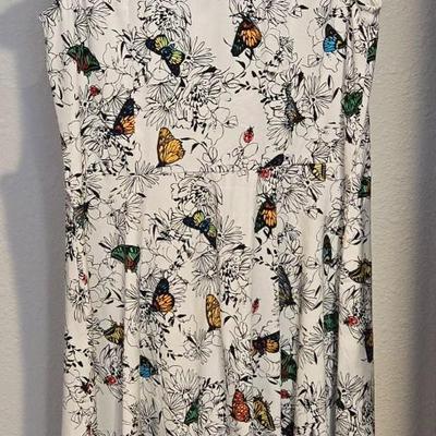 North Style White Summer Dress with Colorful Butterflies