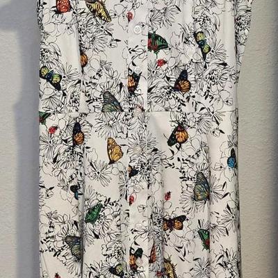 North Style White Summer Dress with Colorful Butterflies