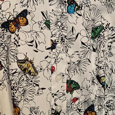 North Style White Summer Dress with Colorful Butterflies
