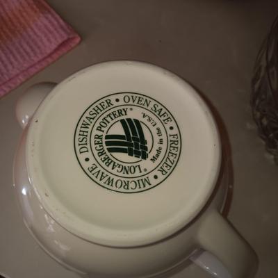 LONGABERGER TEAPOT AND OTHER SERVING PIECES