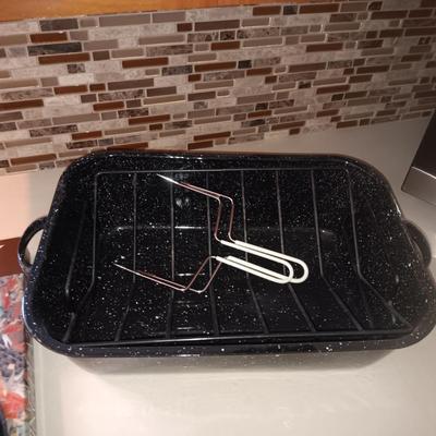 LARGE TURKEY PLATTER, ROASTING PAN, CAKE PLATE, DOUGH BOWLS AND MORE