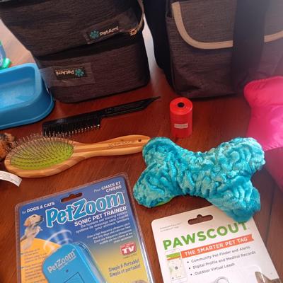 PET AMI TRAVEL PET BAG, TOYS, PET TAG, SONIC PET TRAINER AND MORE