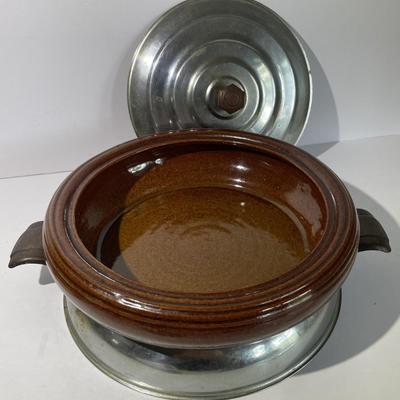 Antique Brown Betty Vintage Round Bowl Oven Proof 10.5