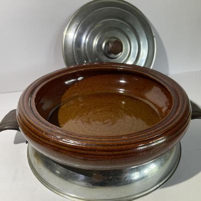 Antique Brown Betty Vintage Round Bowl Oven Proof 10.5