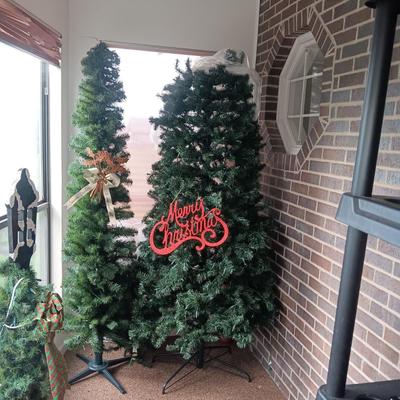 2 LIGHTED 7 FOOT CHRISTMAS TREES