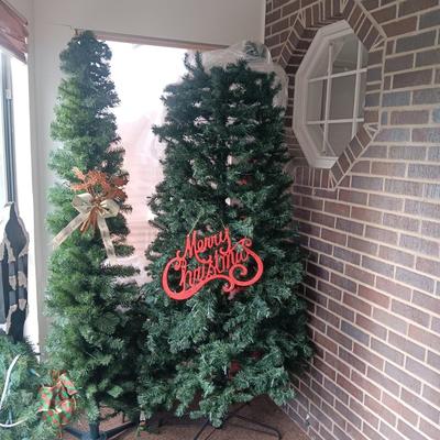 2 LIGHTED 7 FOOT CHRISTMAS TREES