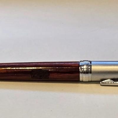 Wood Body and Chrome Cap Rollerball Pen