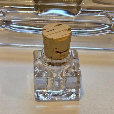 Antique Art Deco Sengbusch Inkwell Ink Pen Stand Glass Desk Office Decoration