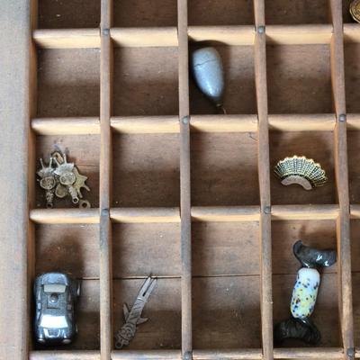 Artist Made Table - Type Set Drawer Top with Trinkets a