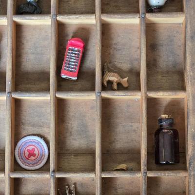 Artist Made Table - Type Set Drawer Top with Trinkets a