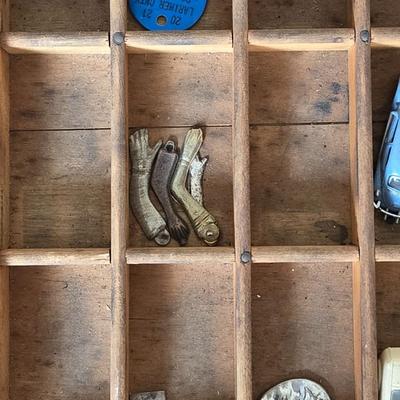 Artist Made Table - Type Set Drawer Top with Trinkets a