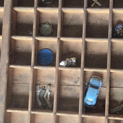 Artist Made Table - Type Set Drawer Top with Trinkets a