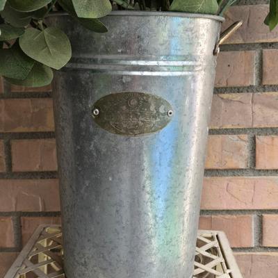 Metal Flower Bucket with Faux Flower Arrangement